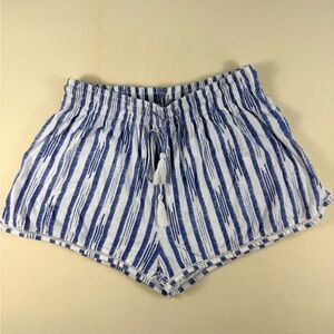 H&M Blue & White Striped High-Waist Women’s Medium Shorts